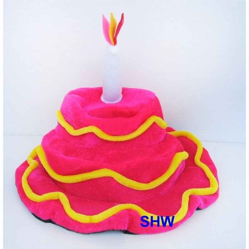 YB-2473 單支蠟燭粉紅蛋糕帽