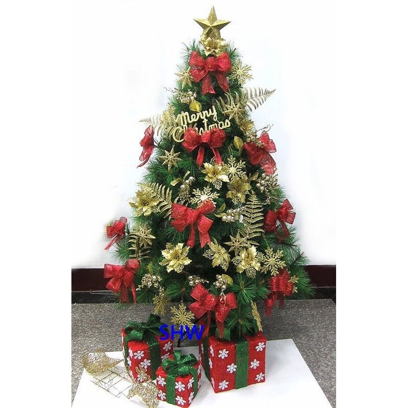 豪華松針聖誕樹 MIT-金色+紅色系 混搭