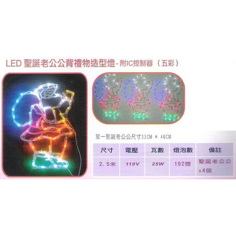 LED聖誕老公公背禮物造型燈-附IC控制器(五彩)