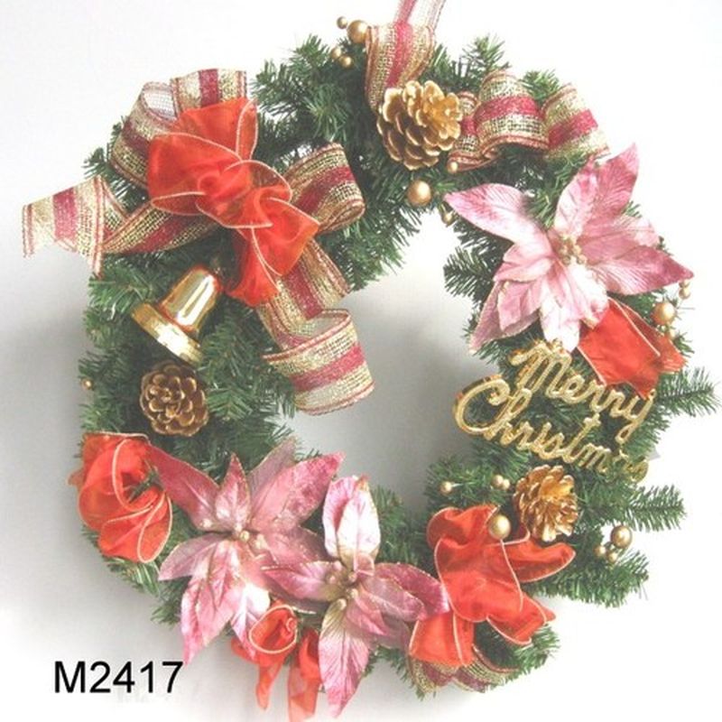 M2417 精緻PVC聖誕花圈-紅色系