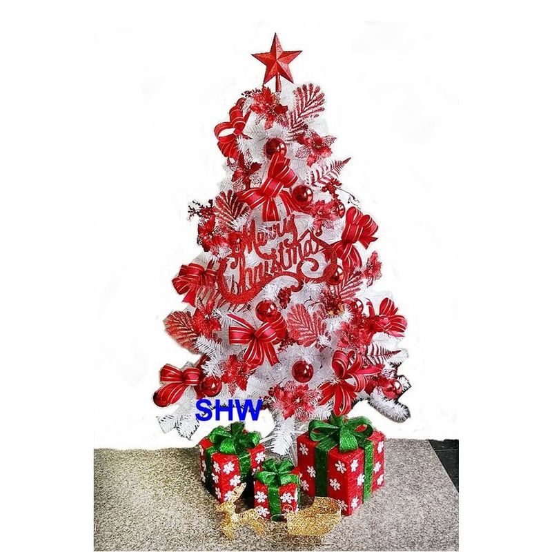 豪華白色松針聖誕樹 MIT-紅色系